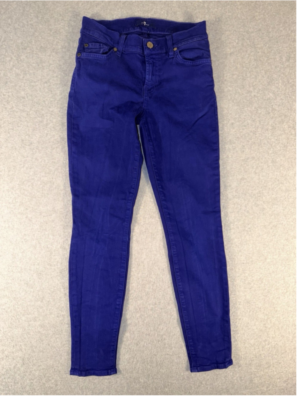 7 For All Mankind Skinny Jeans Womens 28x24 Purple Stretch Ankle Denim